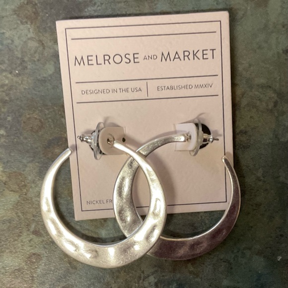 Melrose and Market Jewelry - Nordstrom Silver Textured Crescent Hoop Earrings